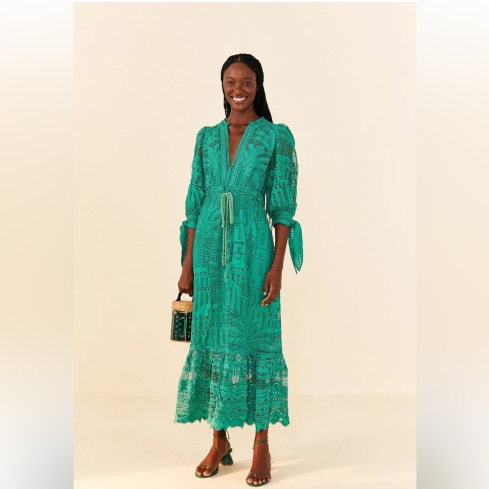 Farm Rio - Green Morada Boa Guipure Dress